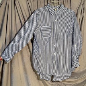 Est. 1946 Blue and white striped blouse, size L.